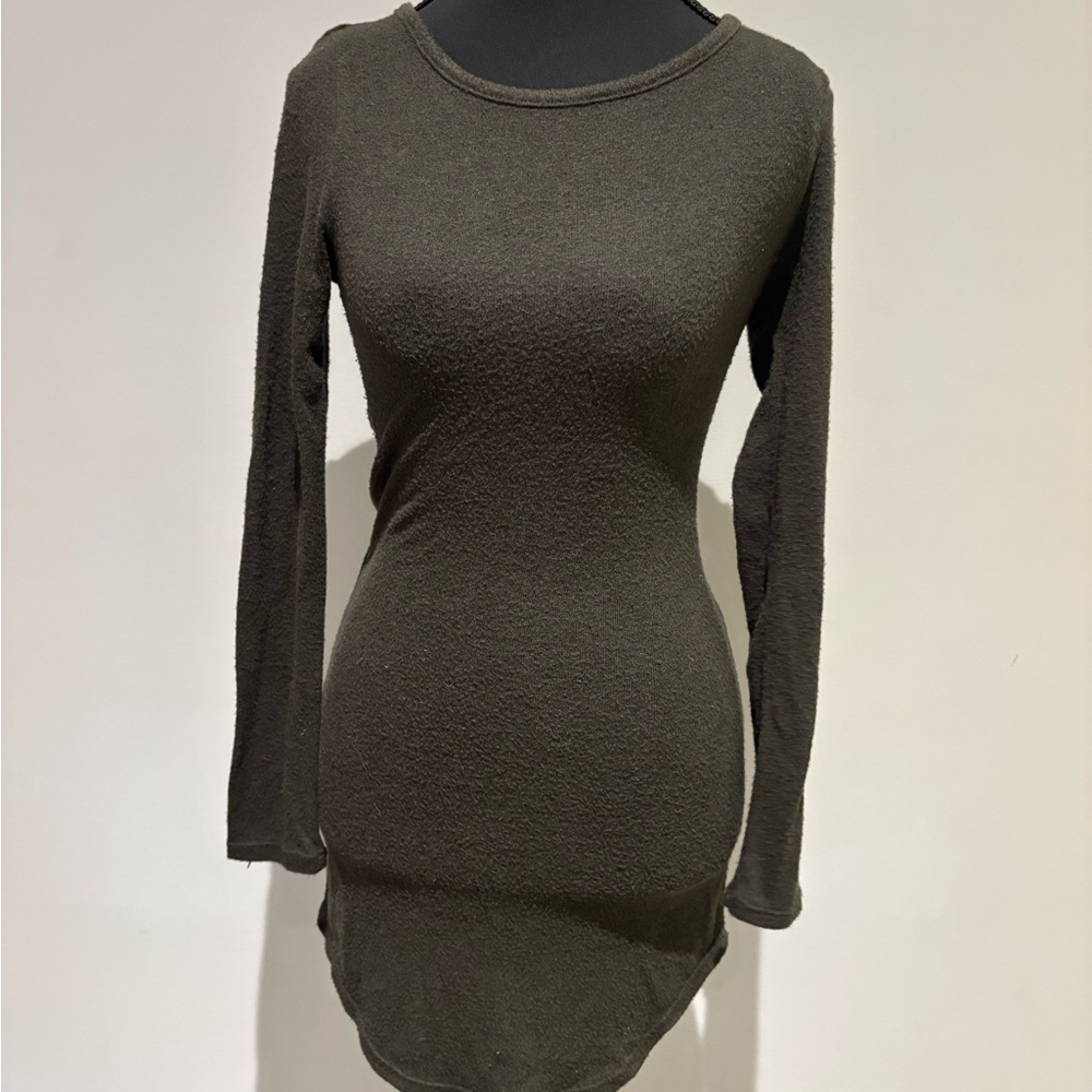 Long Sleeve Olive Green Sweater Mini Dress